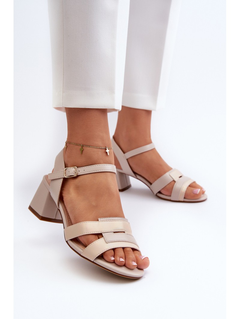 Women's High Heel Sandals in Faux Leather Sergio Leone SK894 Beige