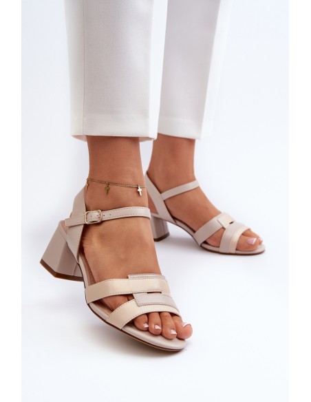 Women's High Heel Sandals in Faux Leather Sergio Leone SK894 Beige