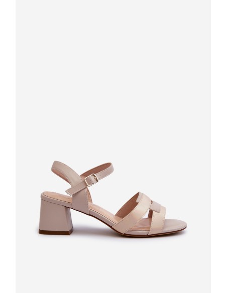 Women's High Heel Sandals in Faux Leather Sergio Leone SK894 Beige