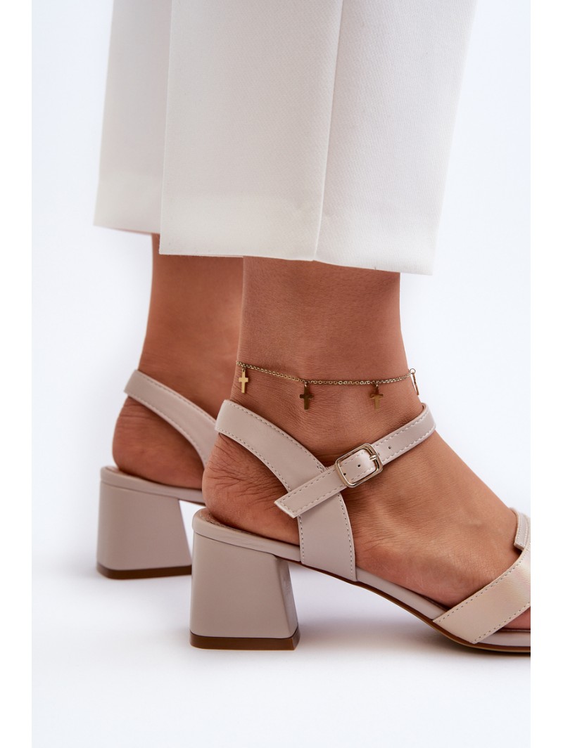 Women's High Heel Sandals in Faux Leather Sergio Leone SK894 Beige
