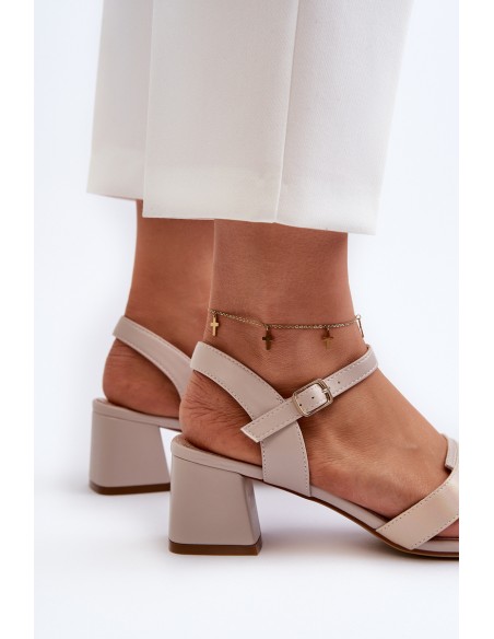 Women's High Heel Sandals in Faux Leather Sergio Leone SK894 Beige