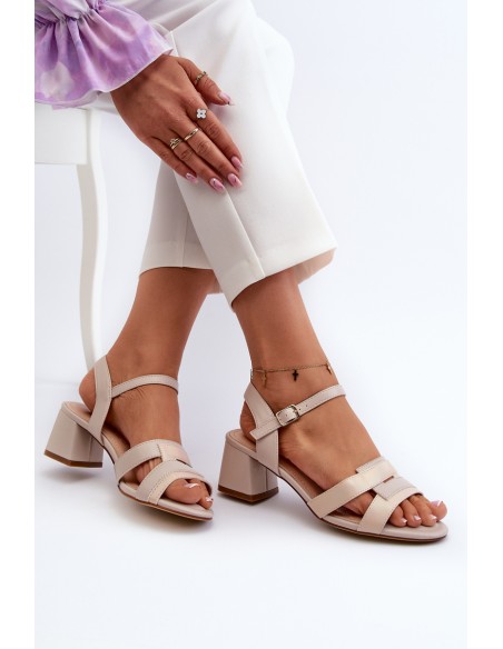 Women's High Heel Sandals in Faux Leather Sergio Leone SK894 Beige