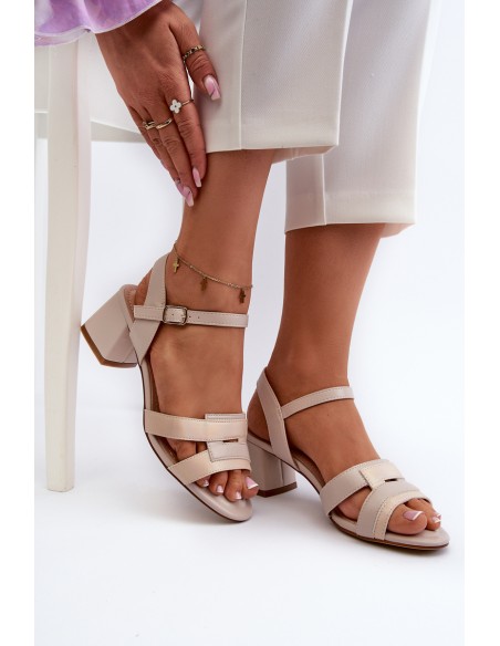 Women's High Heel Sandals in Faux Leather Sergio Leone SK894 Beige