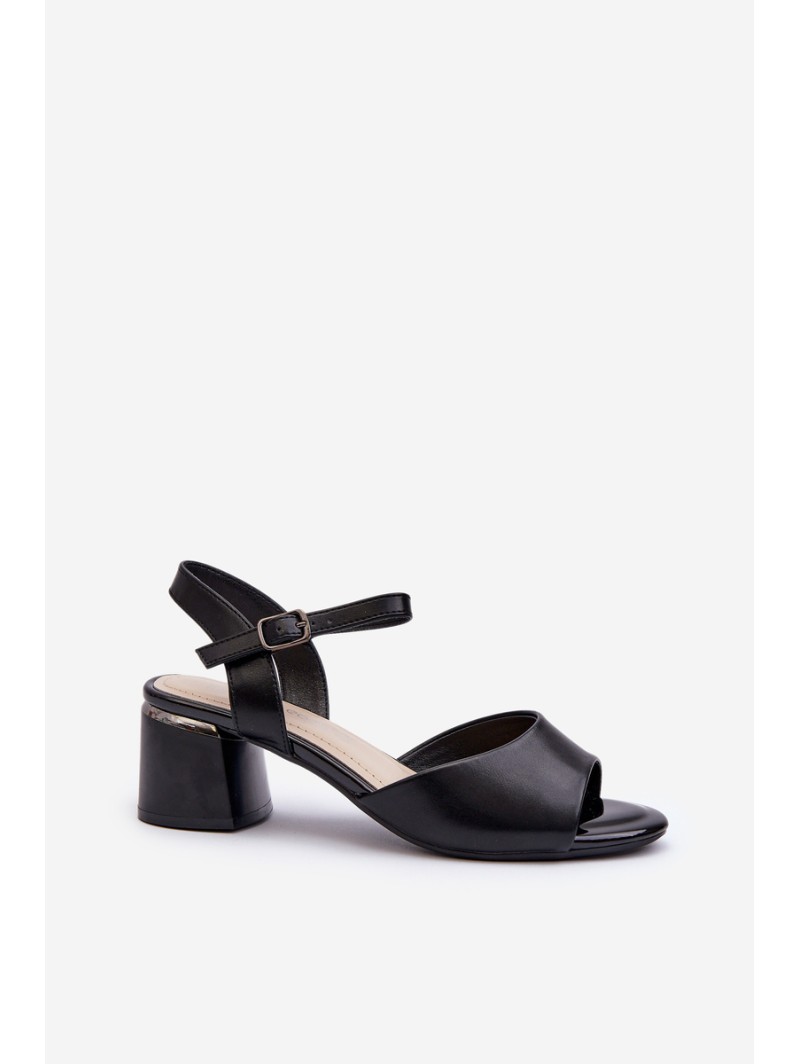 Women's Low Heel Eco Leather Sandals Sergio Leone SK876 Black