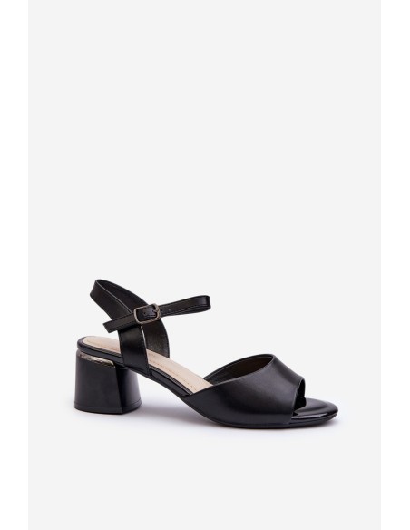 Women's Low Heel Eco Leather Sandals Sergio Leone SK876 Black
