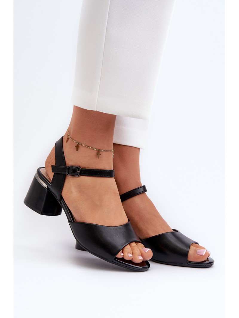Women's Low Heel Eco Leather Sandals Sergio Leone SK876 Black