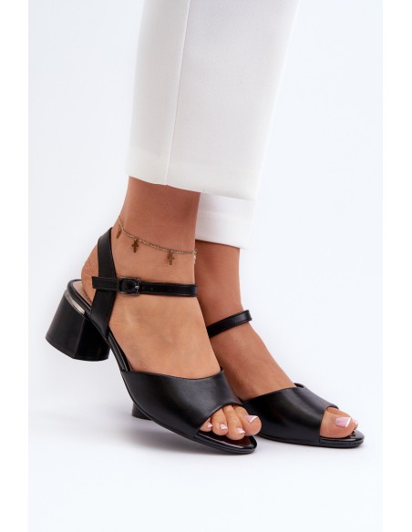 Women's Low Heel Eco Leather Sandals Sergio Leone SK876 Black