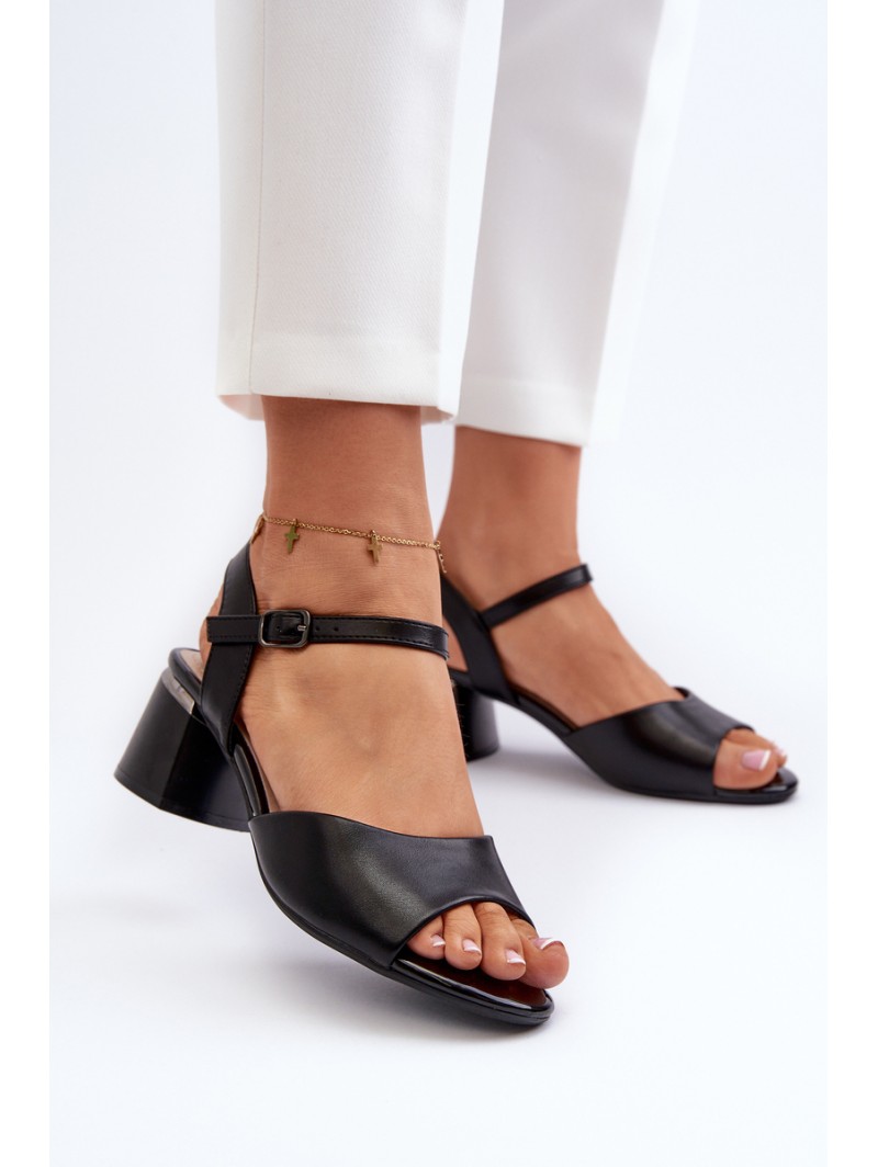 Women's Low Heel Eco Leather Sandals Sergio Leone SK876 Black