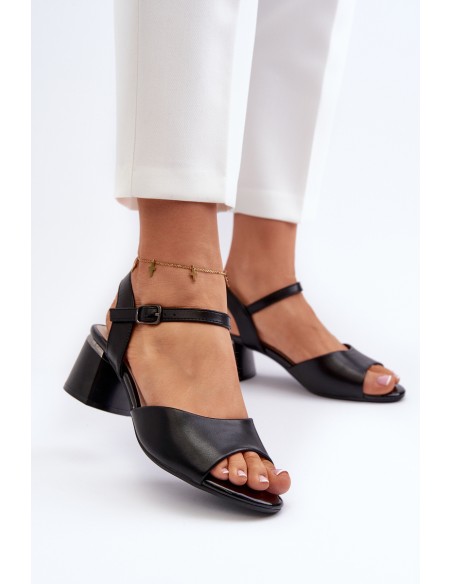 Women's Low Heel Eco Leather Sandals Sergio Leone SK876 Black