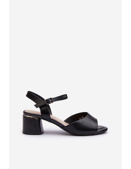 Women's Low Heel Eco Leather Sandals Sergio Leone SK876 Black