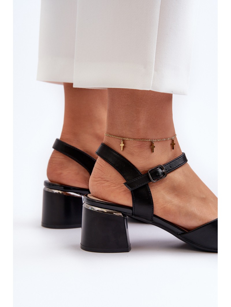 Women's Low Heel Eco Leather Sandals Sergio Leone SK876 Black