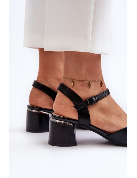 Women's Low Heel Eco Leather Sandals Sergio Leone SK876 Black