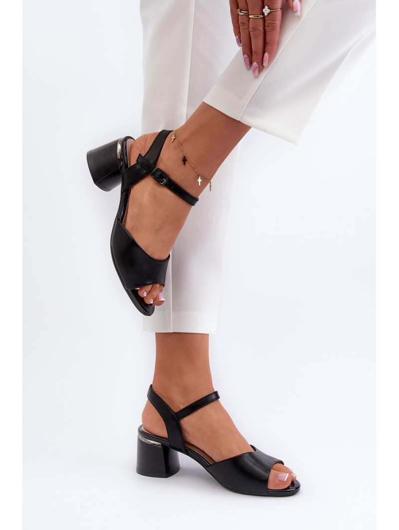 Women's Low Heel Eco Leather Sandals Sergio Leone SK876 Black