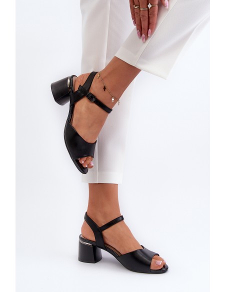 Women's Low Heel Eco Leather Sandals Sergio Leone SK876 Black