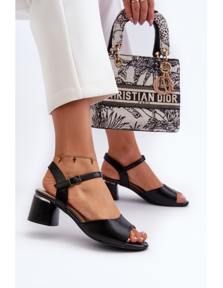 Women's Low Heel Eco Leather Sandals Sergio Leone SK876 Black