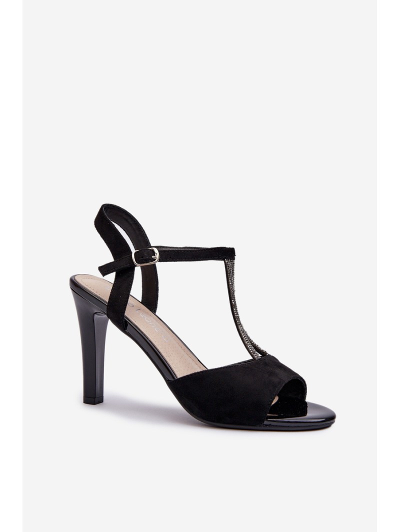 Women's High Heel Sandals with Embellished Straps Sergio Leone SK924 Black