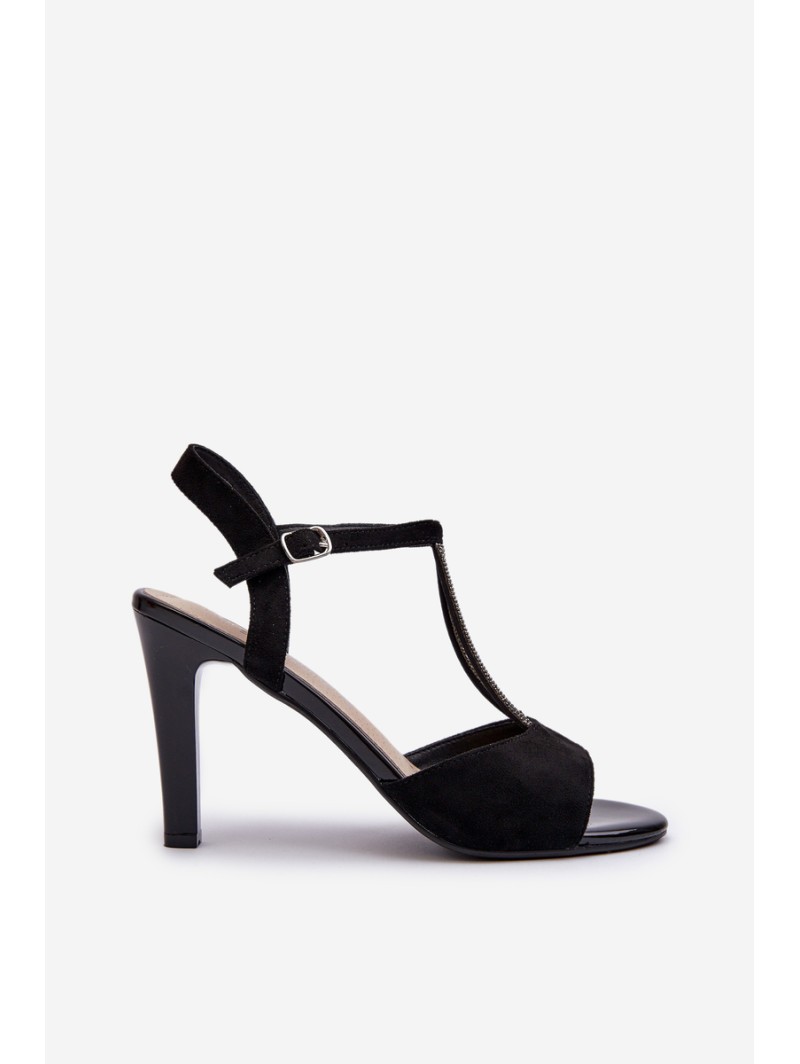 Women's High Heel Sandals with Embellished Straps Sergio Leone SK924 Black