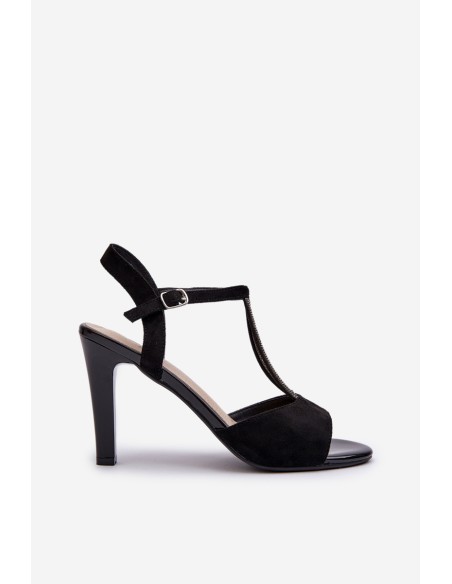 Women's High Heel Sandals with Embellished Straps Sergio Leone SK924 Black