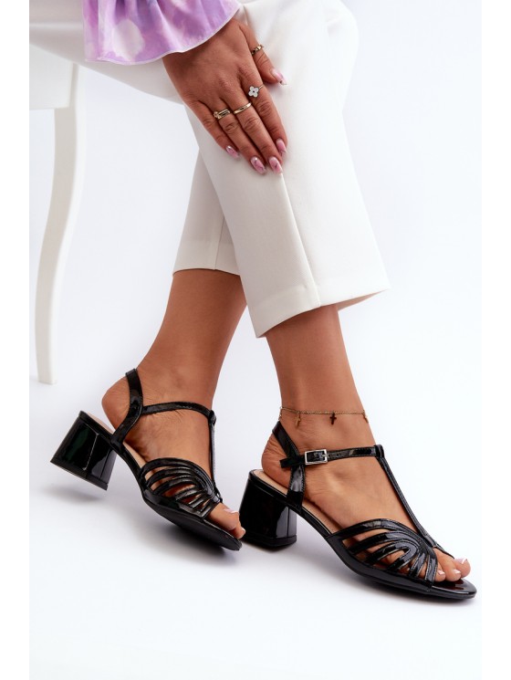Lacquered Women's High Heel Sandals Sergio Leone SK880 Black 2