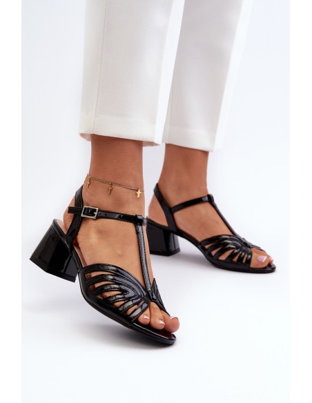 Lacquered Women's High Heel Sandals Sergio Leone SK880 Black