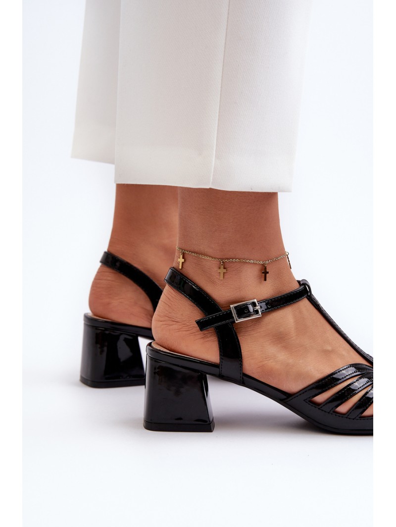 Lacquered Women's High Heel Sandals Sergio Leone SK880 Black