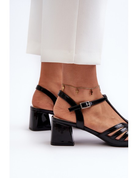 Lacquered Women's High Heel Sandals Sergio Leone SK880 Black
