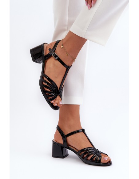 Lacquered Women's High Heel Sandals Sergio Leone SK880 Black