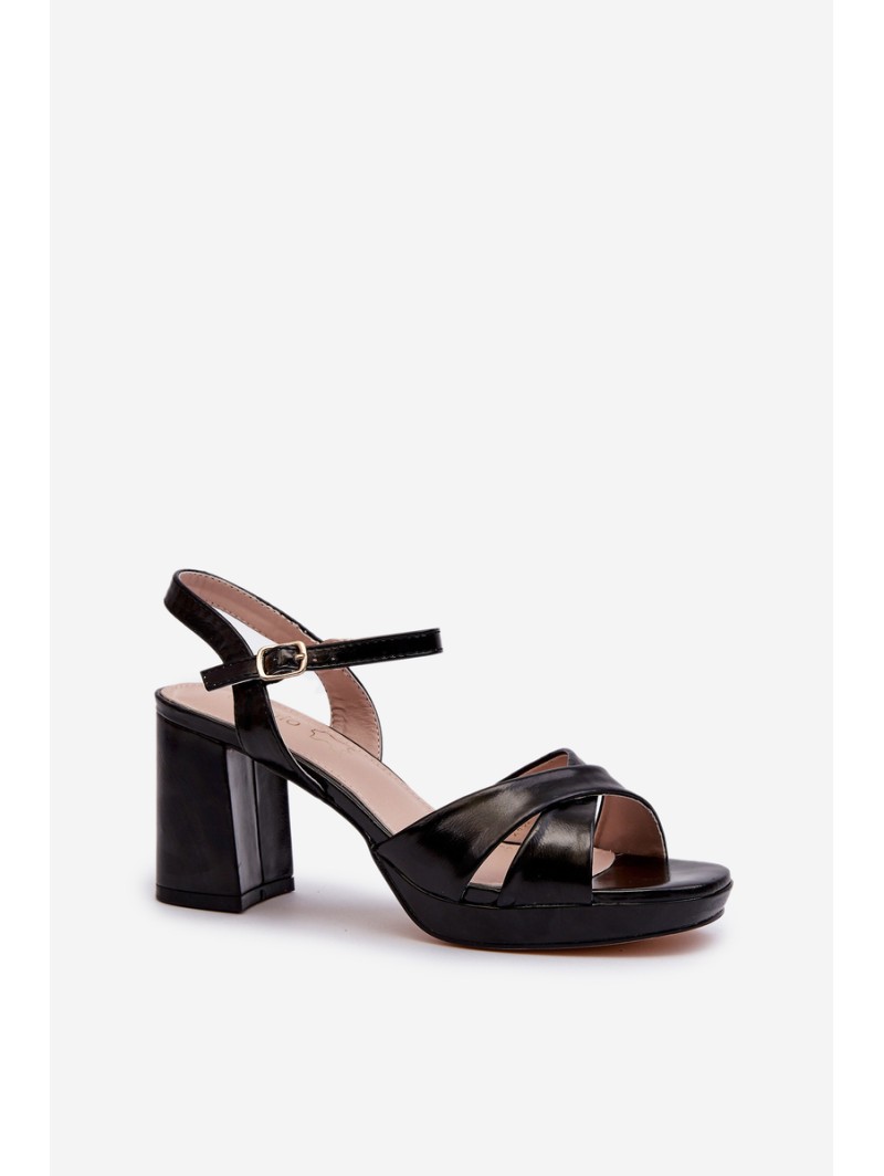 Women's High Heel Chunky Sandals Eco Leather Black Jatine