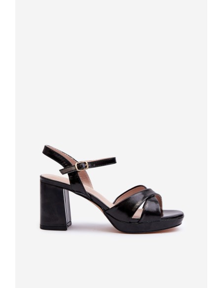 Women's High Heel Chunky Sandals Eco Leather Black Jatine
