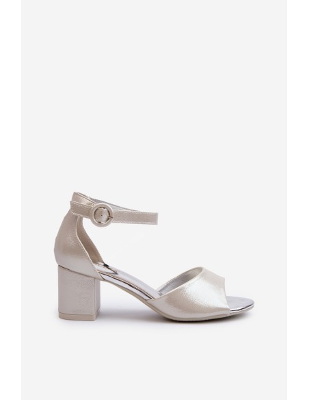Leather Sandals with Heel Vinceza 23-20100 Silver