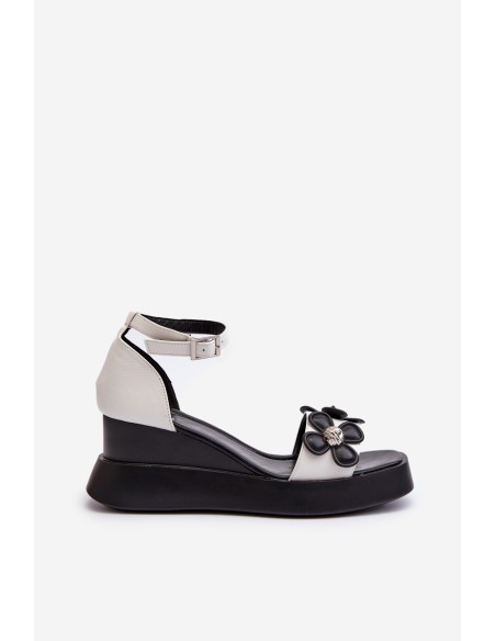 Women's Platform and Wedge Sandals with Flowers White Foviana