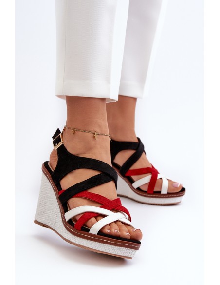 Wedge Sandals With Straps navy blue Ellen