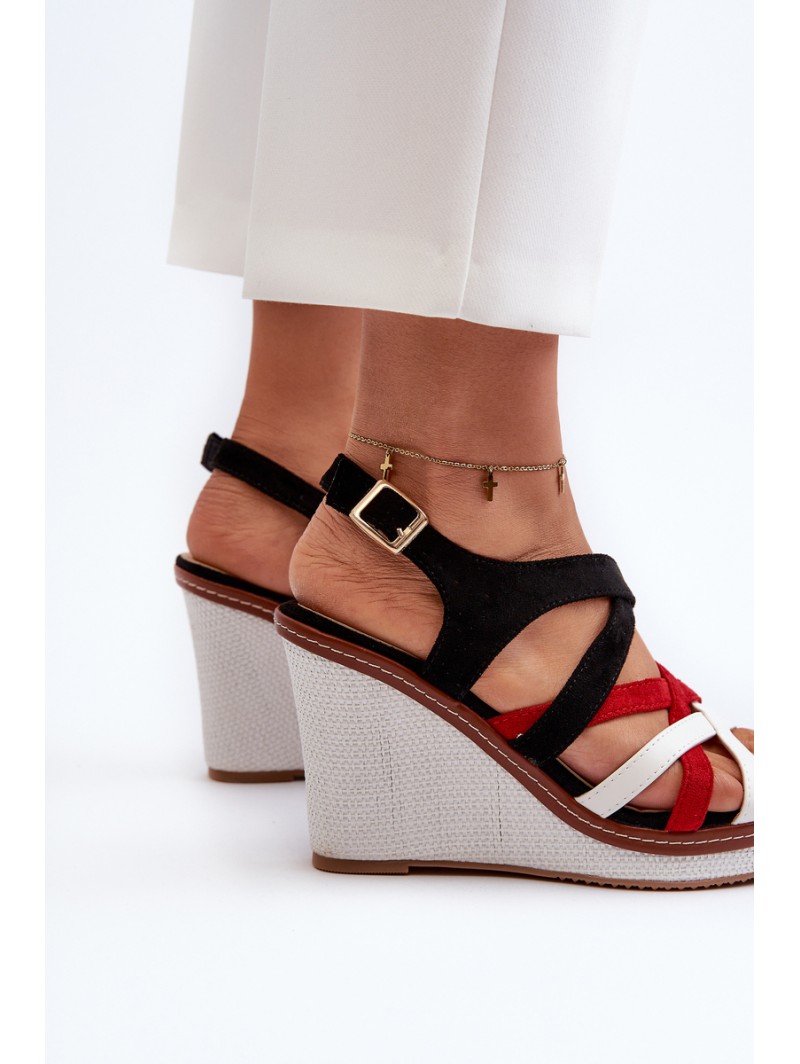 Wedge Sandals With Straps navy blue Ellen