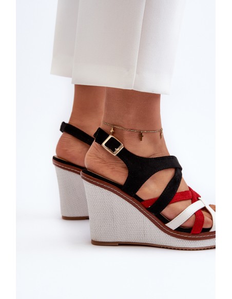 Wedge Sandals With Straps navy blue Ellen