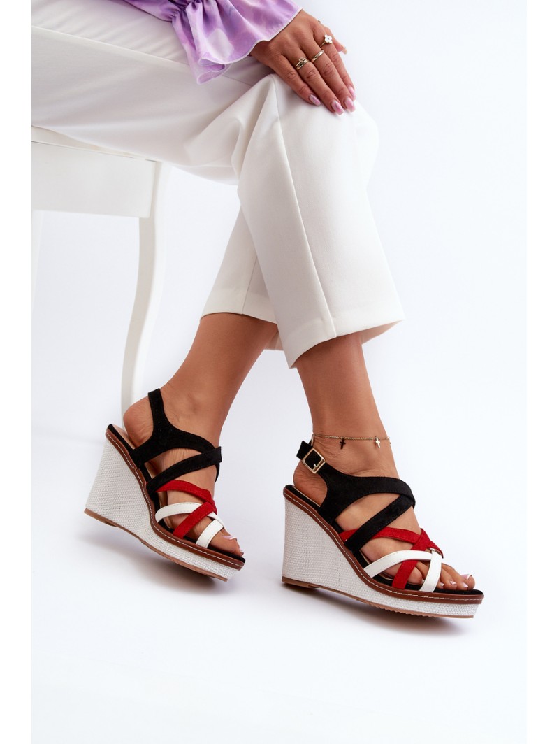 Wedge Sandals With Straps navy blue Ellen