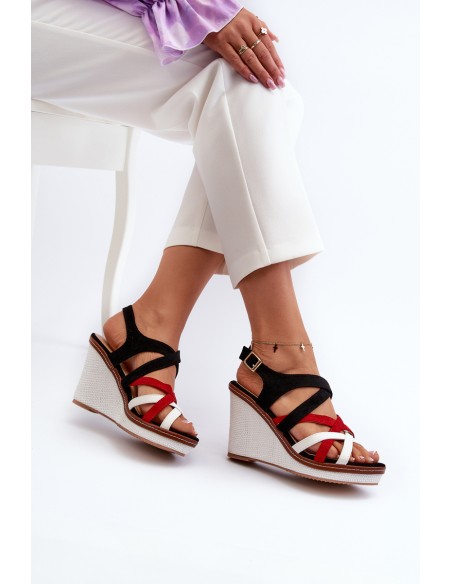 Wedge Sandals With Straps navy blue Ellen