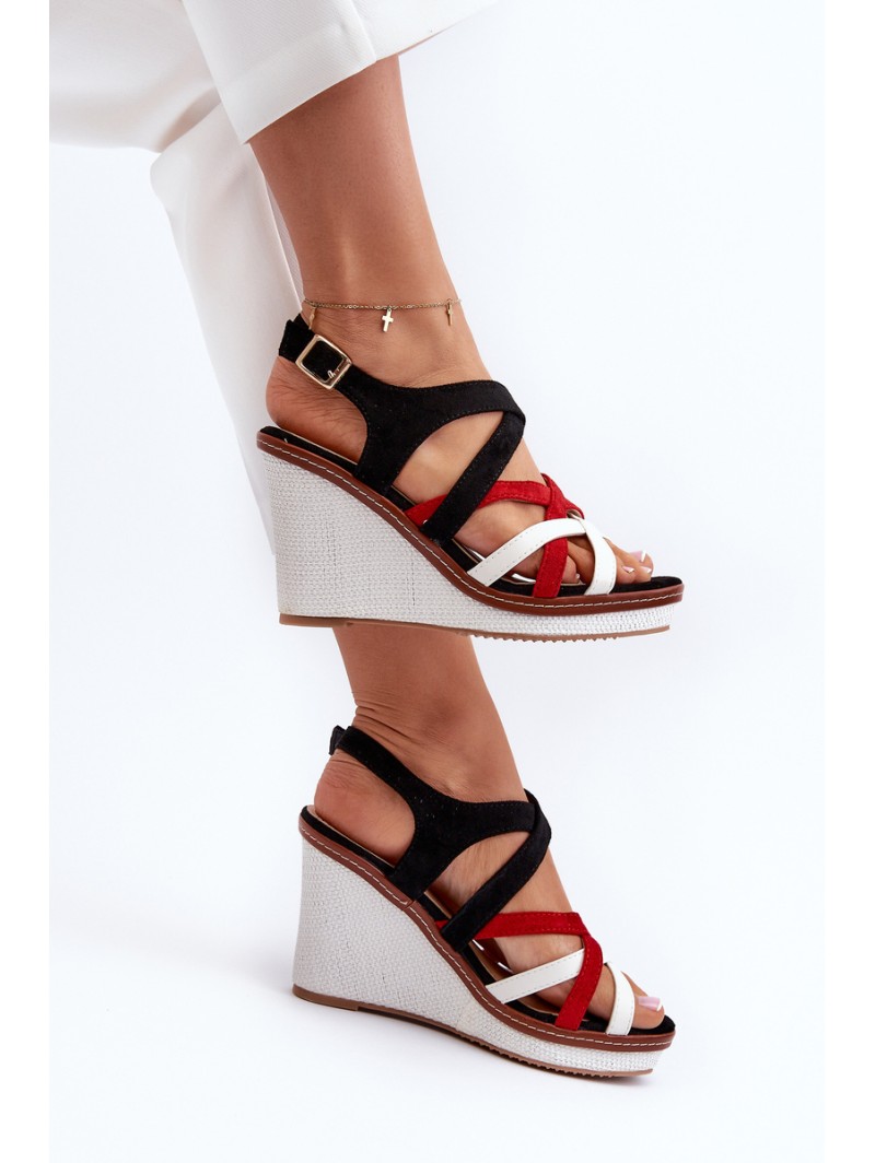 Wedge Sandals With Straps navy blue Ellen