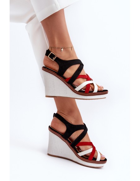 Wedge Sandals With Straps navy blue Ellen
