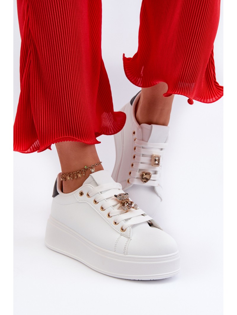 Women's platform sneakers with white embellishments Herbisa