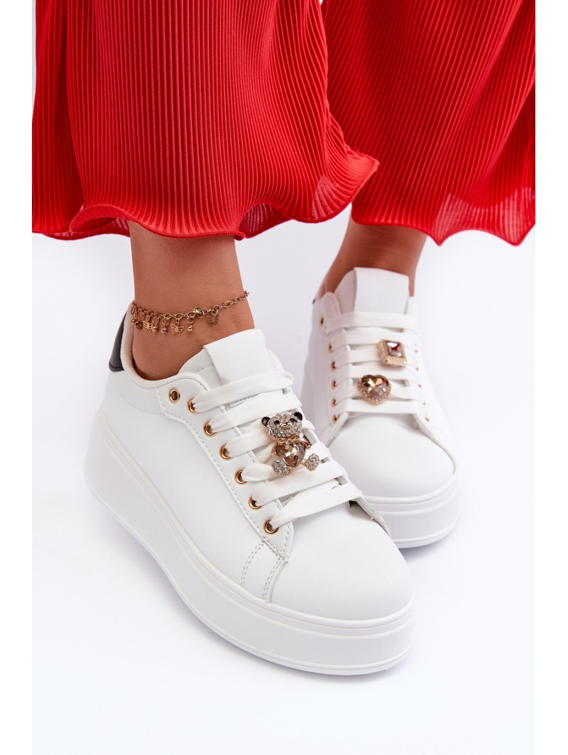 Women's platform sneakers with white embellishments Herbisa