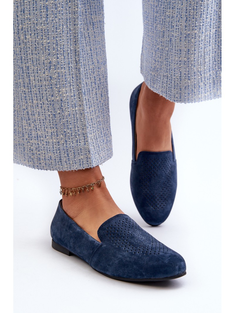 Suede Comfortable Loafers Navy Giovana