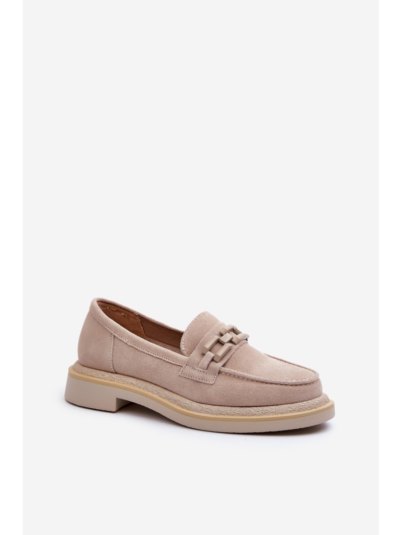 Suede Women's Moccasins S.Barski HX52-222 Beige