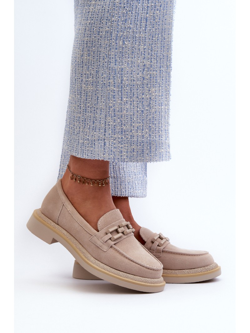 Suede Women's Moccasins S.Barski HX52-222 Beige