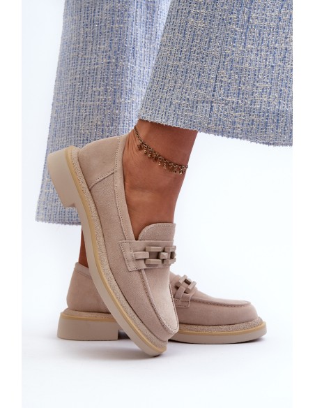 Suede Women's Moccasins S.Barski HX52-222 Beige