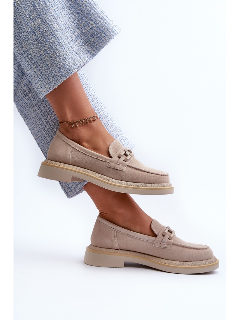 Suede Women's Moccasins S.Barski HX52-222 Beige