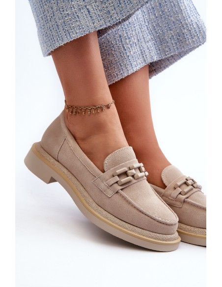 Suede Women's Moccasins S.Barski HX52-222 Beige
