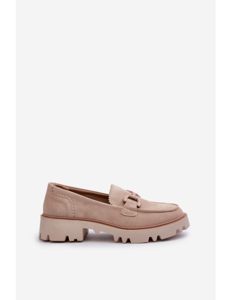 Women's Beige Suede Moccasins with Ornament D&A TW117 Beige
