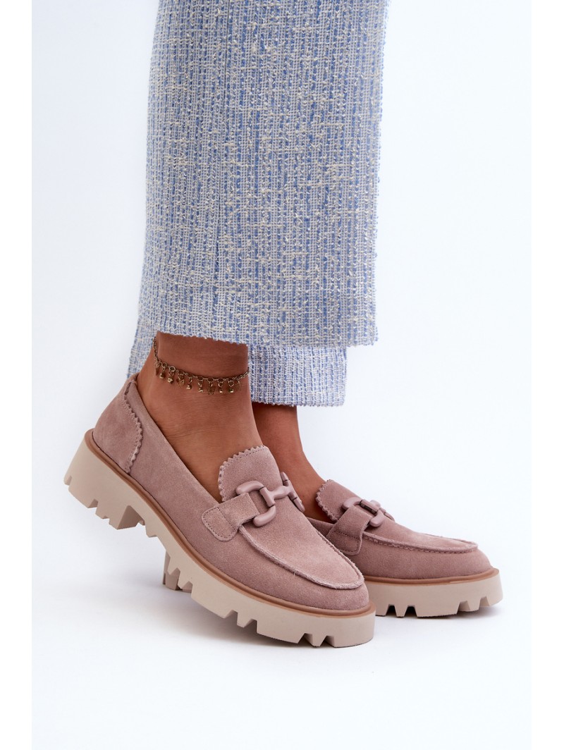 Women's Beige Suede Moccasins with Ornament D&A TW117 Beige