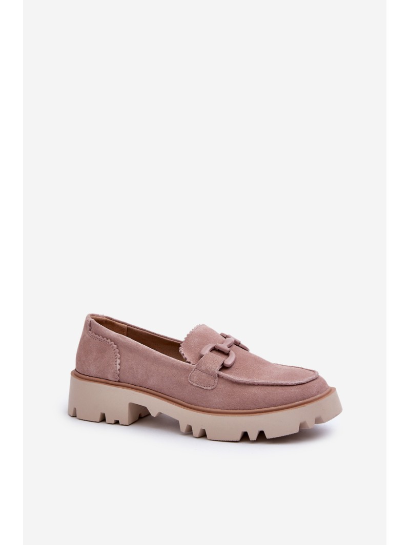 Women's Beige Suede Moccasins with Ornament D&A TW117 Beige