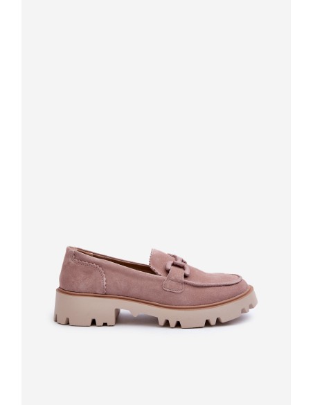 Women's Beige Suede Moccasins with Ornament D&A TW117 Beige